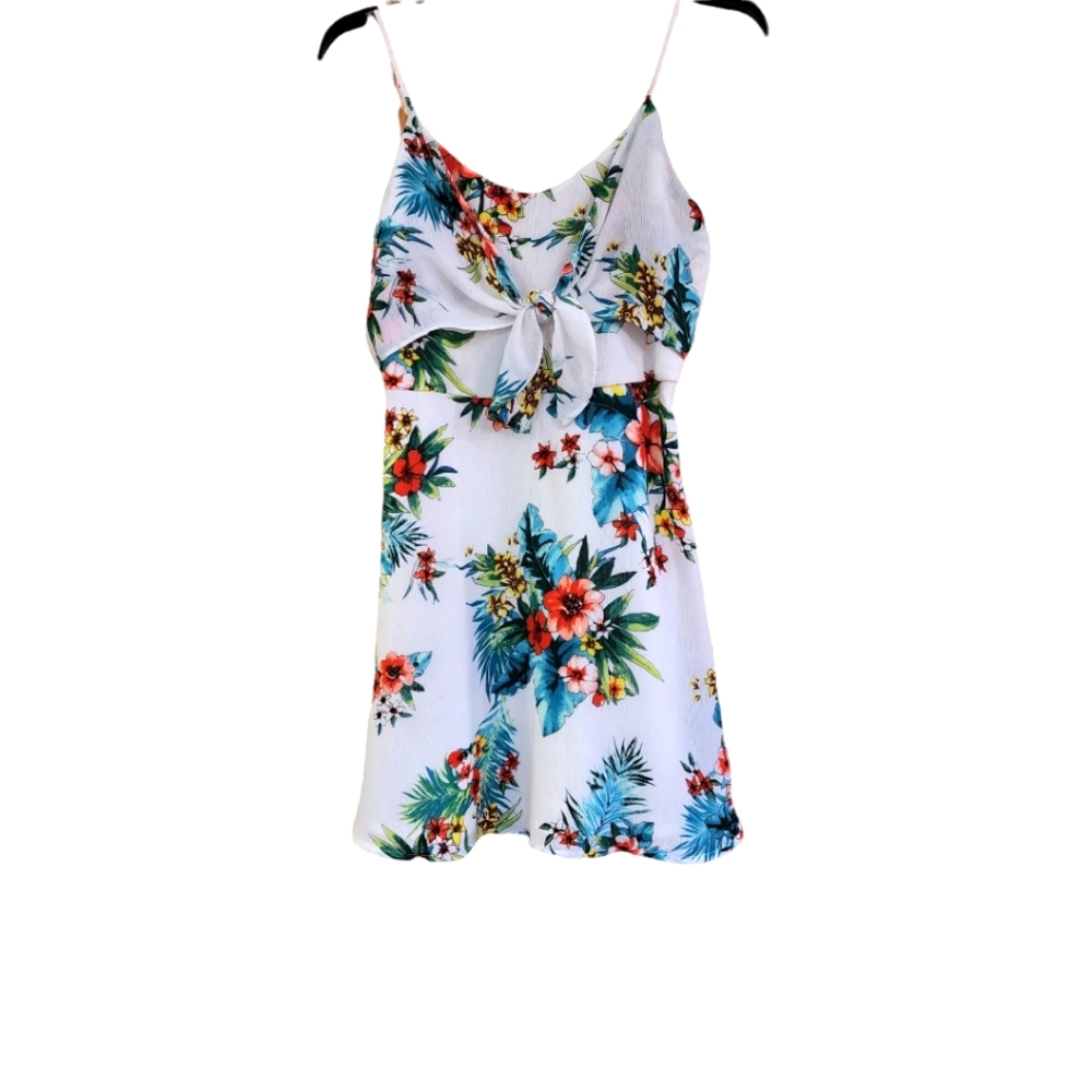 Boutique Ella Blue Womens Summer Tropical Dress Size Medium